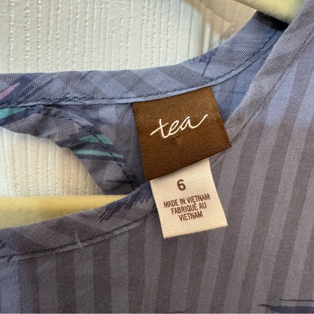 100% Cotton Tea Collection Butterfly IKAT Striped Keyhold Elastic Wais Dress 6 - Picture 3 of 4